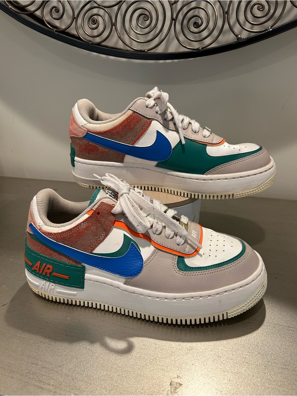 Nike Air Force 1 Shadow (Style CI0919-101), Women’s US 8.5. With multi color